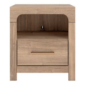 Table de chevet à 1 tiroir en bois/MDF tan avec ports USB intégrés - Kinlanni