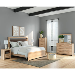 Table de chevet à 1 tiroir en bois/MDF tan avec ports USB intégrés - Kinlanni