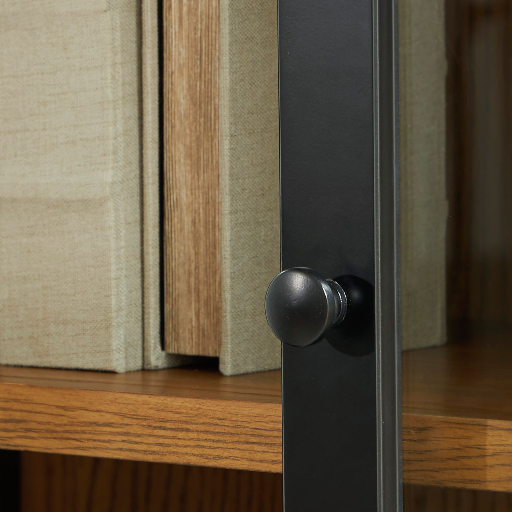 Armoire d'appoint en bois/placage avec 2 portes vitrées - Dagandale