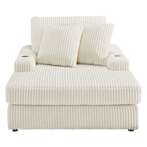 Méridienne en tissu avec porte-gobelets, port USB intégré et coussins - Lindyn