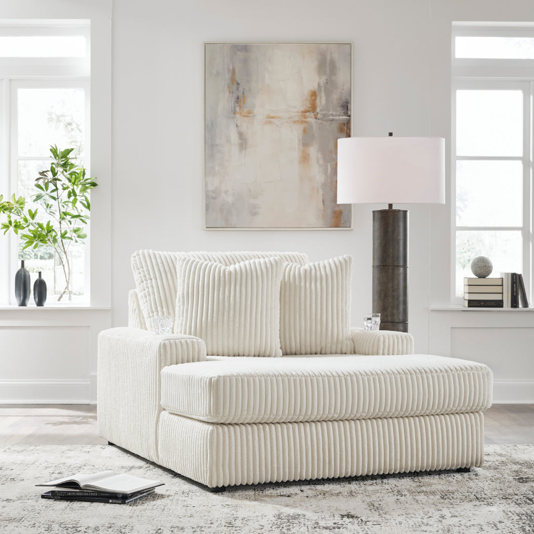Méridienne en tissu avec porte-gobelets, port USB intégré et coussins - Lindyn
