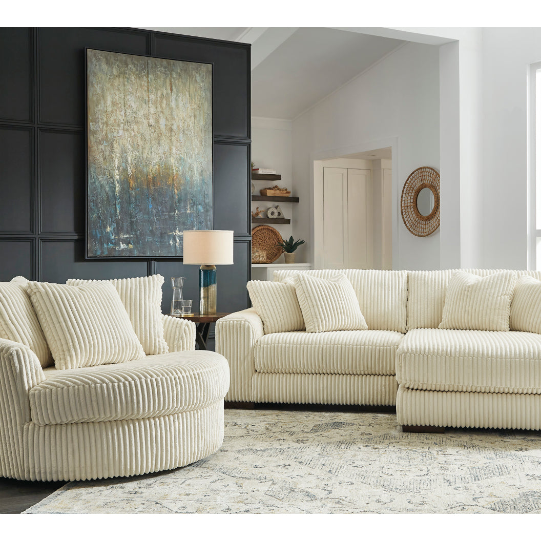 Fauteuil pivotant surdimensionné en tissu avec coussins - Lindyn
