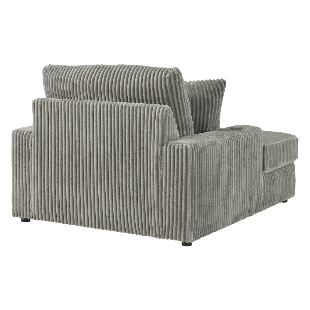 Méridienne en tissu avec porte-gobelets, port USB intégré et coussins - Lindyn