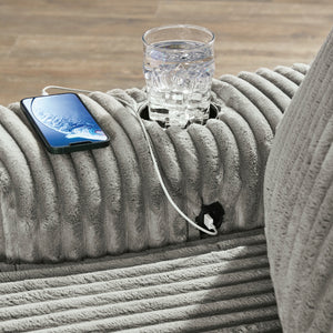 Méridienne en tissu avec porte-gobelets, port USB intégré et coussins - Lindyn