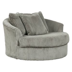 Fauteuil pivotant surdimensionné en tissu avec coussins - Lindyn