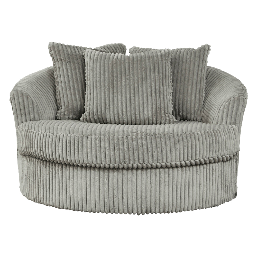 Fauteuil pivotant surdimensionné en tissu avec coussins - Lindyn