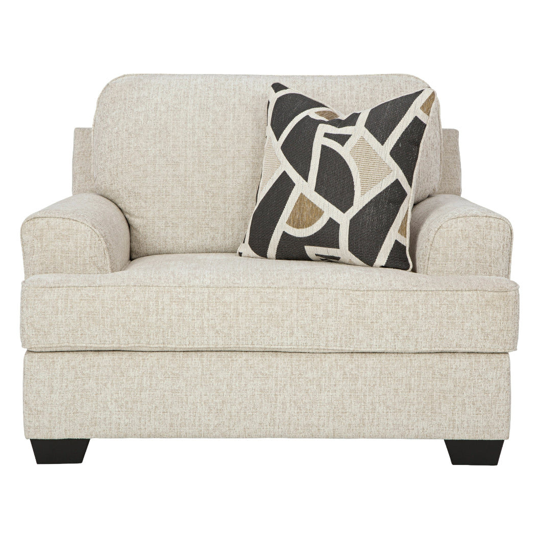 Fauteuil surdimensionné en tissu beige pâle avec coussin - Heartcort