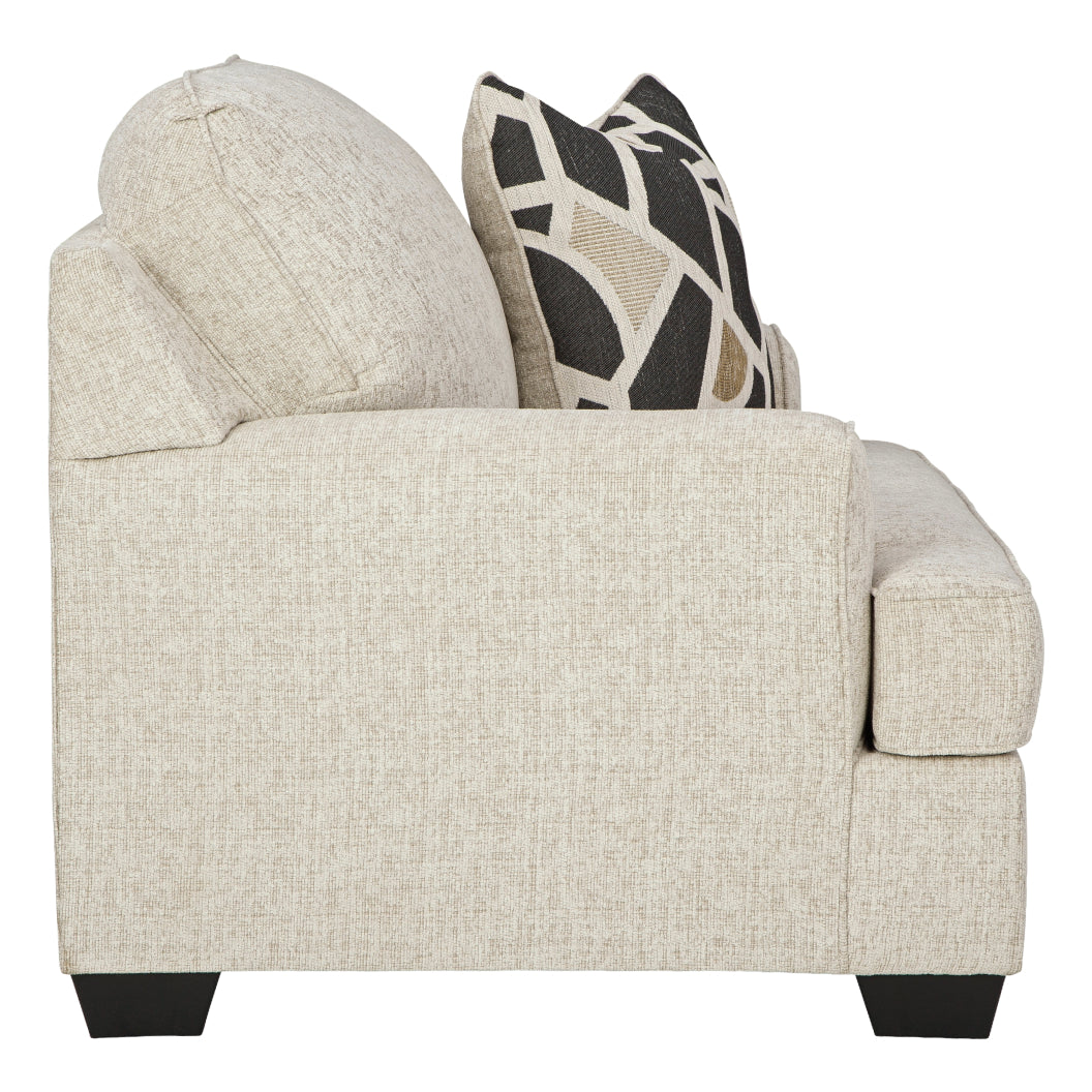 Fauteuil surdimensionné en tissu beige pâle avec coussin - Heartcort