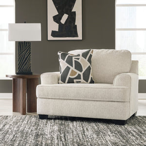 Fauteuil surdimensionné en tissu beige pâle avec coussin - Heartcort