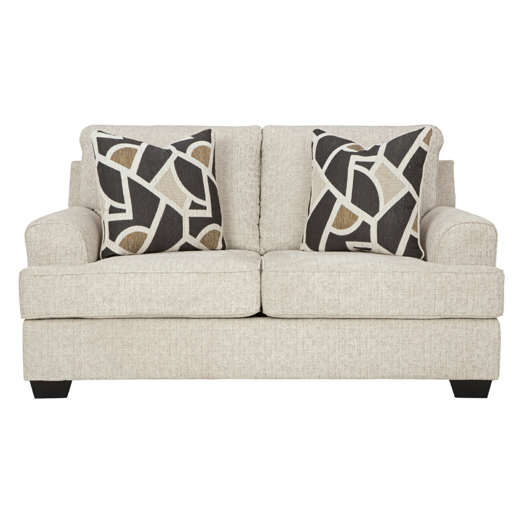 Causeuse en tissu beige pâle avec coussins - Heartcort