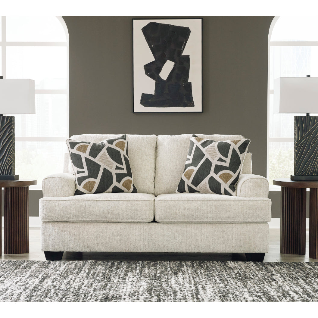 Causeuse en tissu beige pâle avec coussins - Heartcort
