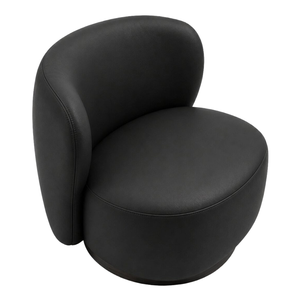 Fauteuil d'appoint pivotant en tissu et aspect cuir - Noah