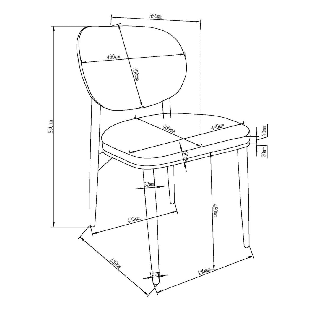 Ensemble de 4 chaises de salle à manger rembourrées aspect cuir - Gideon