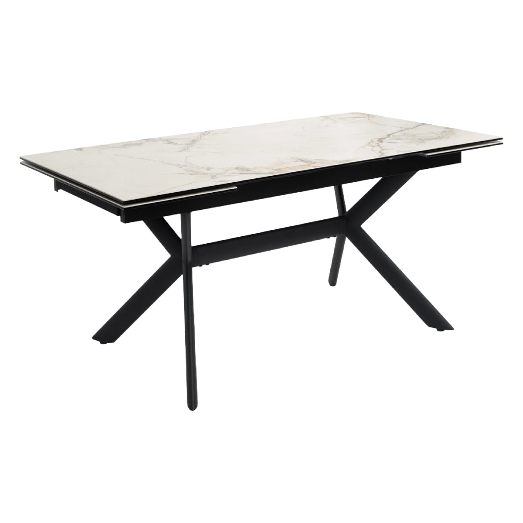 Table de salle à manger extensible en céramique sur verre trempé et métal - Percé