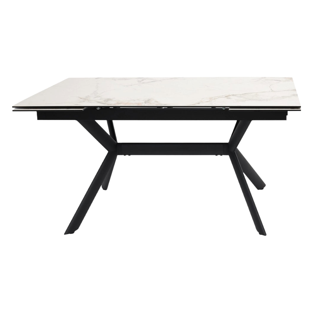Table de salle à manger extensible en céramique sur verre trempé et métal - Percé