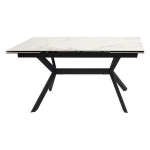 Table de salle à manger extensible en céramique sur verre trempé et métal - Percé