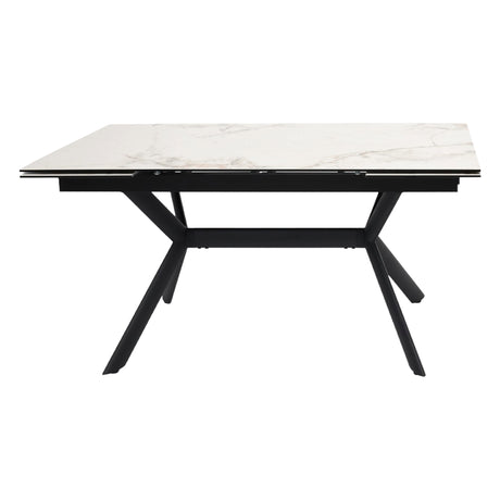 Table de salle à manger extensible en céramique sur verre trempé et métal - Percé