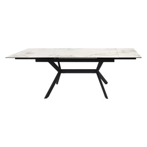 Table de salle à manger extensible en céramique sur verre trempé et métal - Percé
