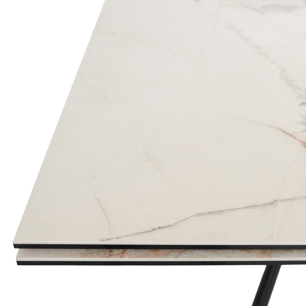 Table de salle à manger extensible en céramique sur verre trempé et métal - Percé