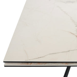 Table de salle à manger extensible en céramique sur verre trempé et métal - Percé