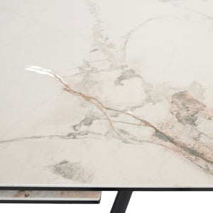 Table de salle à manger extensible en céramique sur verre trempé et métal - Percé
