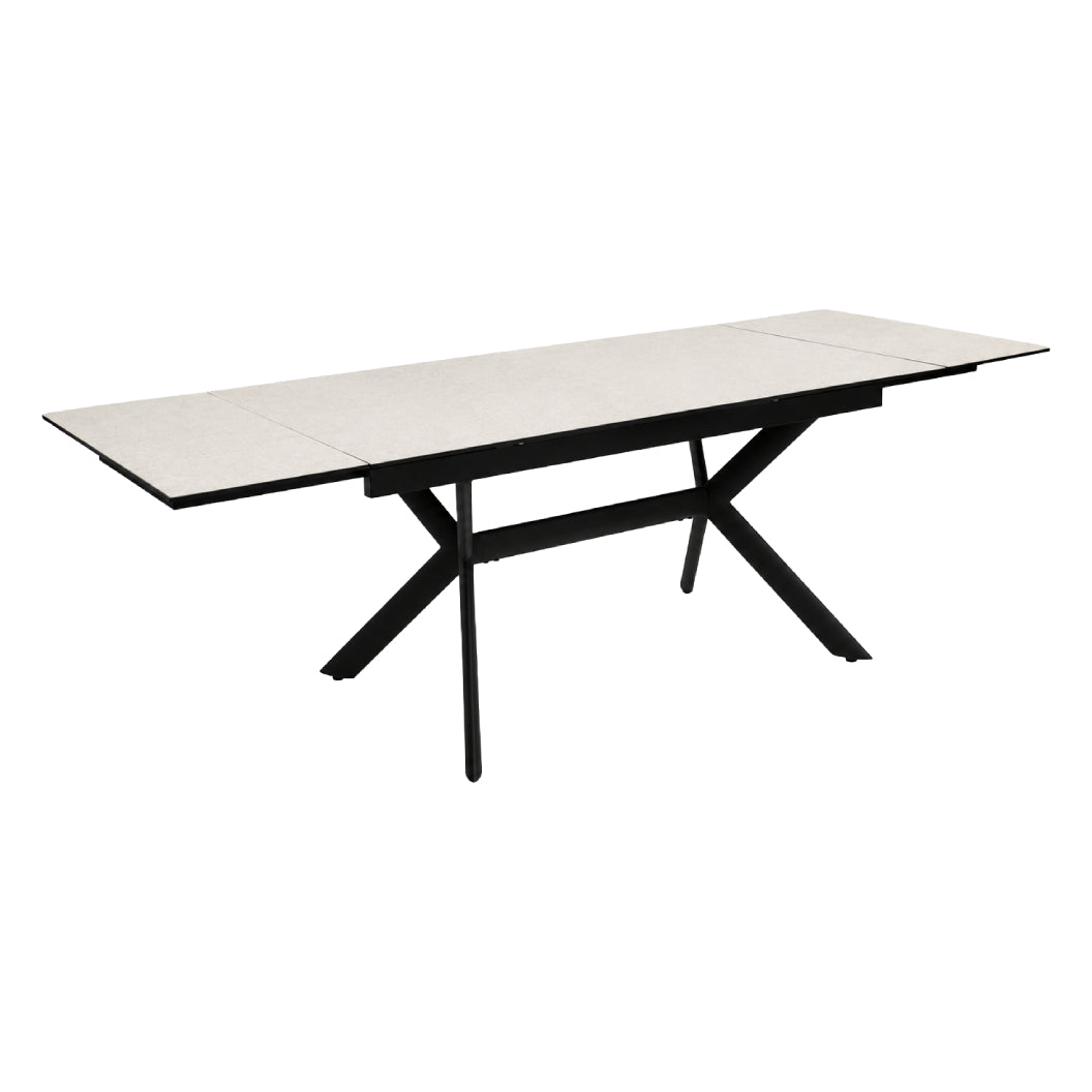 Table de salle à manger extensible en céramique sur verre trempé et métal - Percé