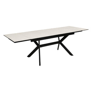 Table de salle à manger extensible en céramique sur verre trempé et métal - Percé