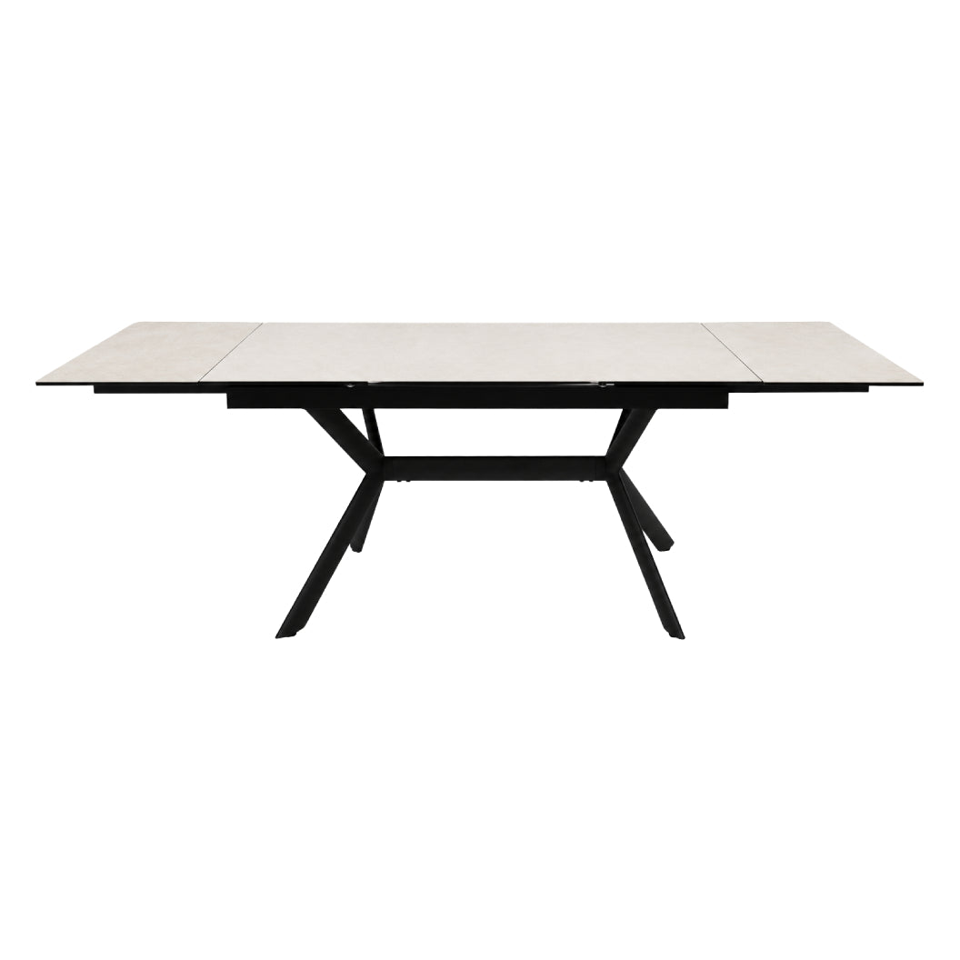 Table de salle à manger extensible en céramique sur verre trempé et métal - Percé