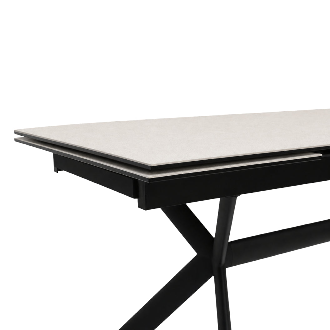 Table de salle à manger extensible en céramique sur verre trempé et métal - Percé