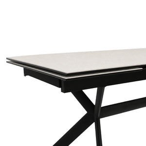 Table de salle à manger extensible en céramique sur verre trempé et métal - Percé