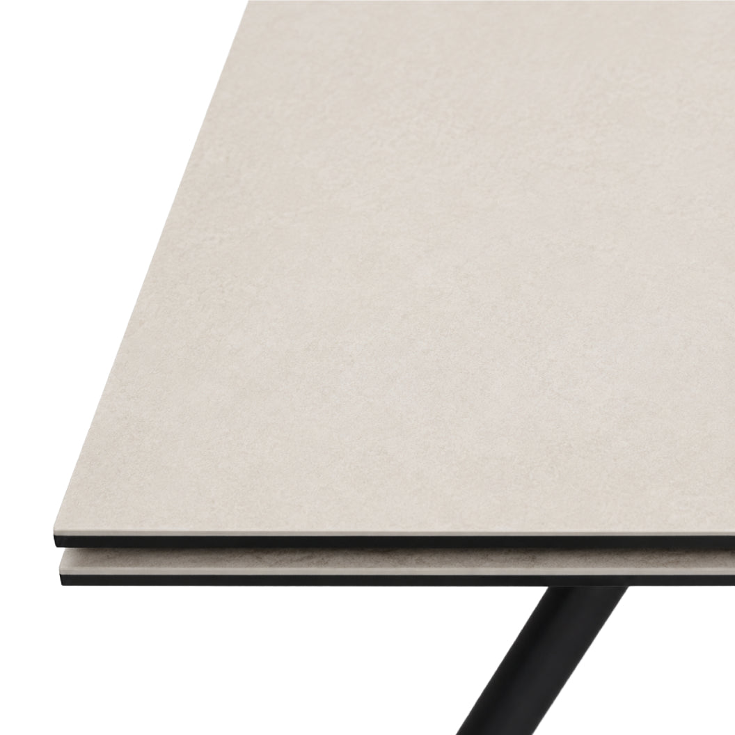 Table de salle à manger extensible en céramique sur verre trempé et métal - Percé