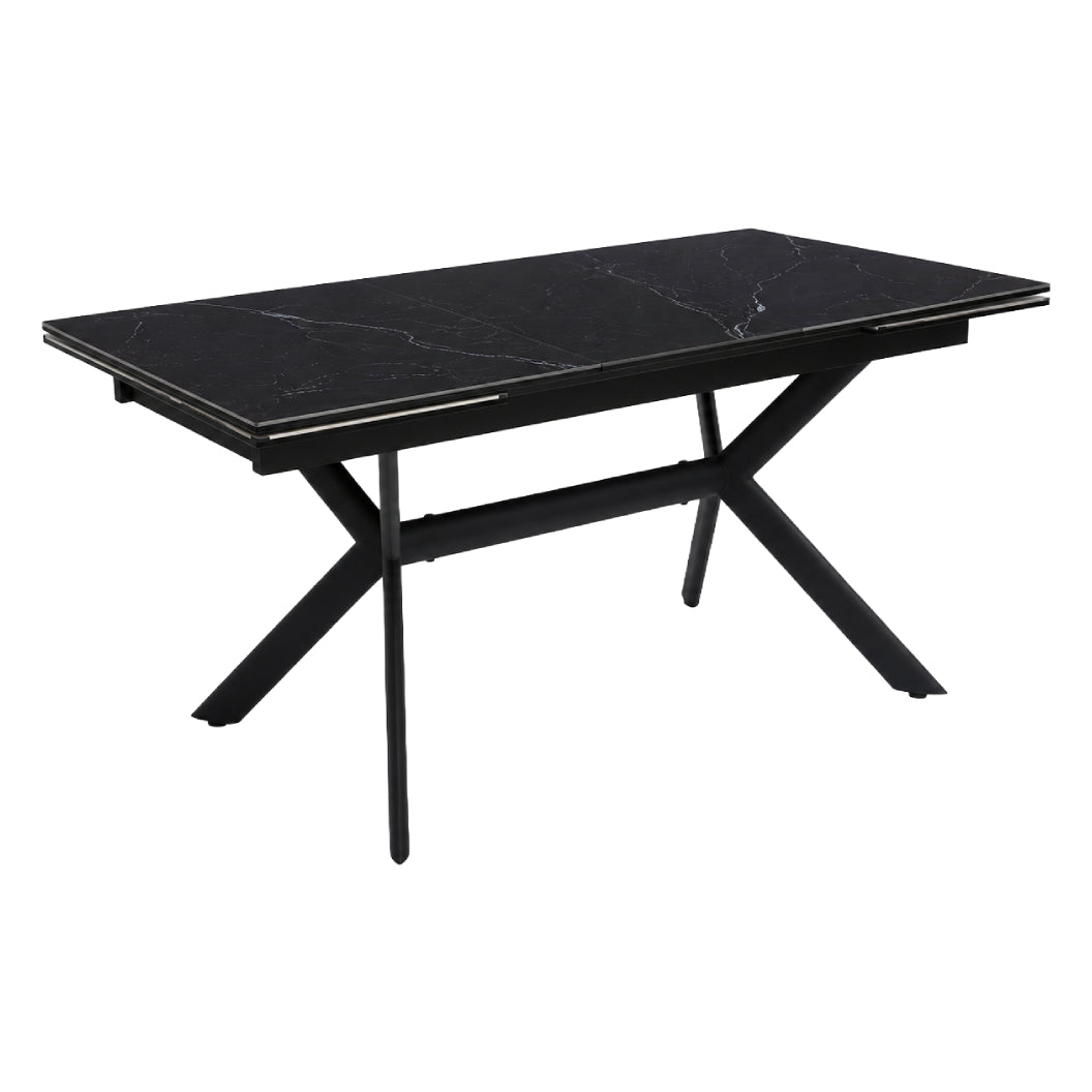 Table de salle à manger extensible en céramique sur verre trempé et métal - Percé