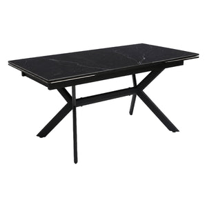 Table de salle à manger extensible en céramique sur verre trempé et métal - Percé