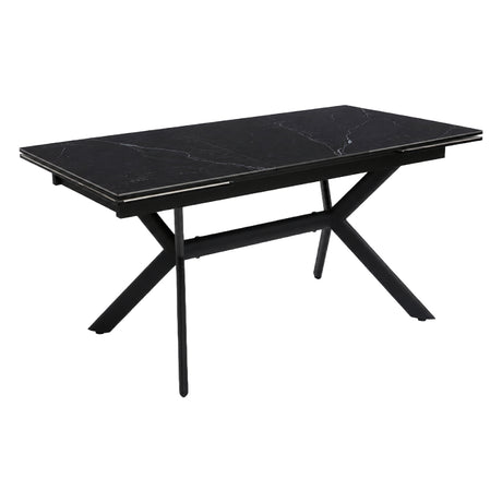 Table de salle à manger extensible en céramique sur verre trempé et métal - Percé