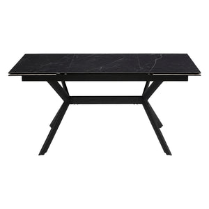 Table de salle à manger extensible en céramique sur verre trempé et métal - Percé