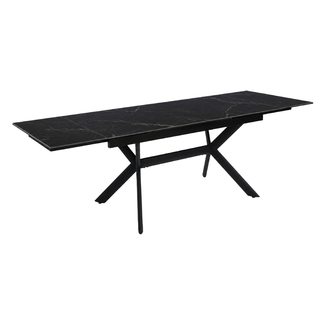 Table de salle à manger extensible en céramique sur verre trempé et métal - Percé