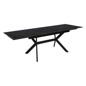 Table de salle à manger extensible en céramique sur verre trempé et métal - Percé