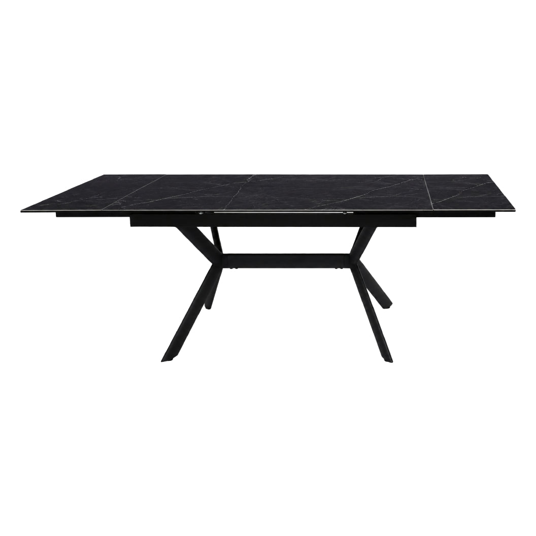 Table de salle à manger extensible en céramique sur verre trempé et métal - Percé