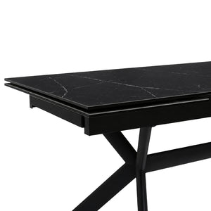 Table de salle à manger extensible en céramique sur verre trempé et métal - Percé