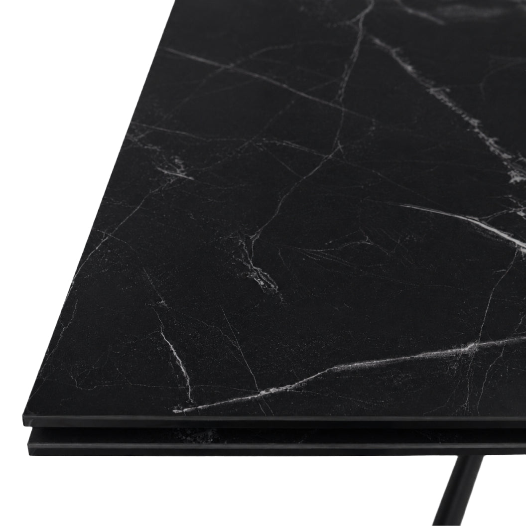 Table de salle à manger extensible en céramique sur verre trempé et métal - Percé