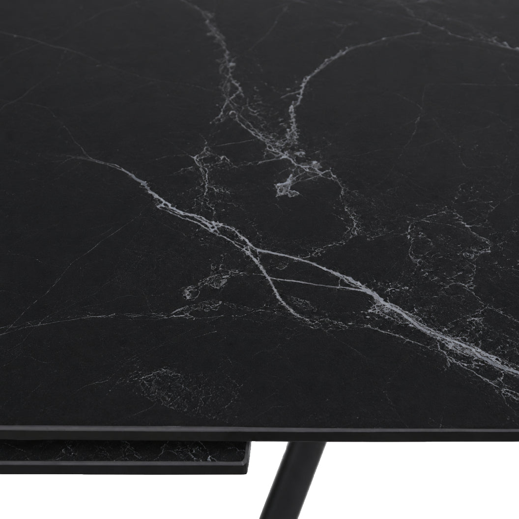 Table de salle à manger extensible en céramique sur verre trempé et métal - Percé