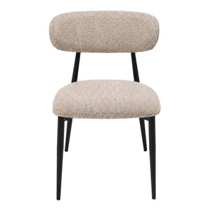 Chaise de salle à manger rembourrée en tissu et aspect cuir - Julie
