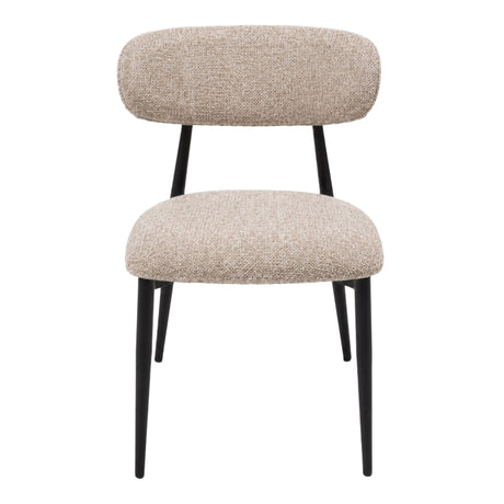 Chaise de salle à manger rembourrée en tissu et aspect cuir - Julie