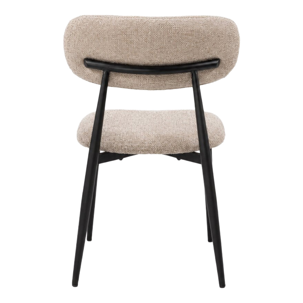 Chaise de salle à manger rembourrée en tissu et aspect cuir - Julie