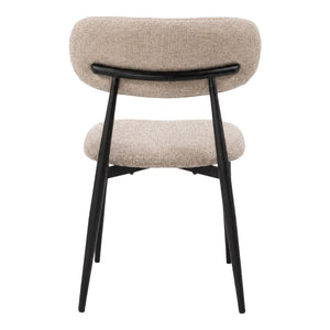 Chaise de salle à manger rembourrée en tissu et aspect cuir - Julie
