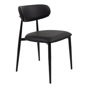 Chaise de salle à manger rembourrée en tissu et aspect cuir - Julie