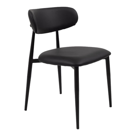 Chaise de salle à manger rembourrée en tissu et aspect cuir - Julie