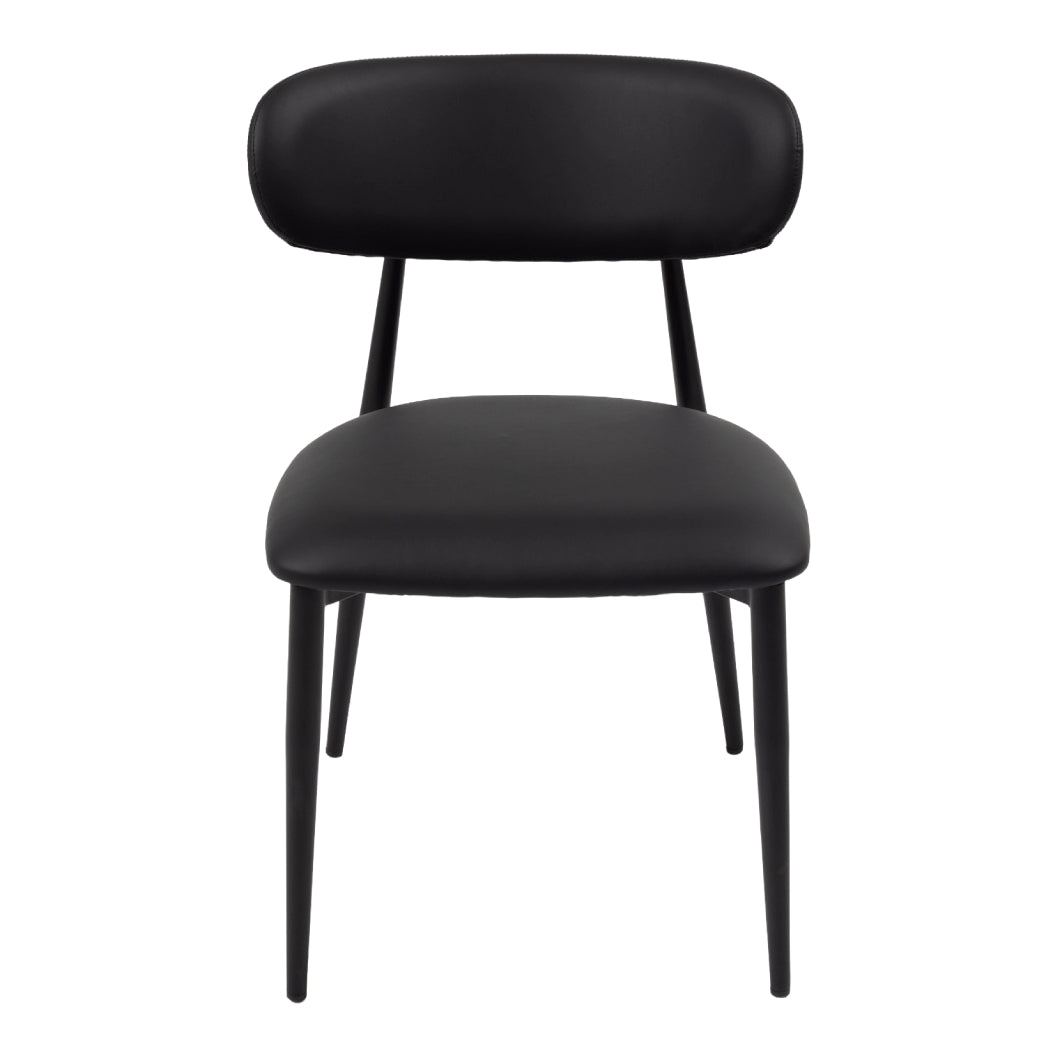 Chaise de salle à manger rembourrée en tissu et aspect cuir - Julie