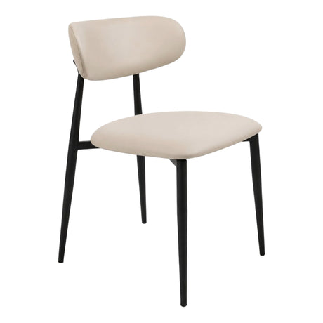 Chaise de salle à manger rembourrée en tissu et aspect cuir - Julie