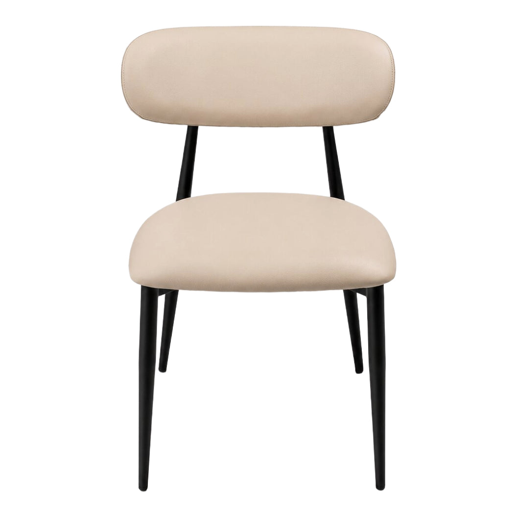 Chaise de salle à manger rembourrée en tissu et aspect cuir - Julie